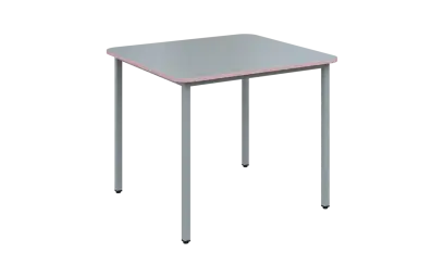 JSBR 90N Jídelní stůl 900 x 900 mm, deska šedá s hranou pastelově růžová / podnož stříbrná